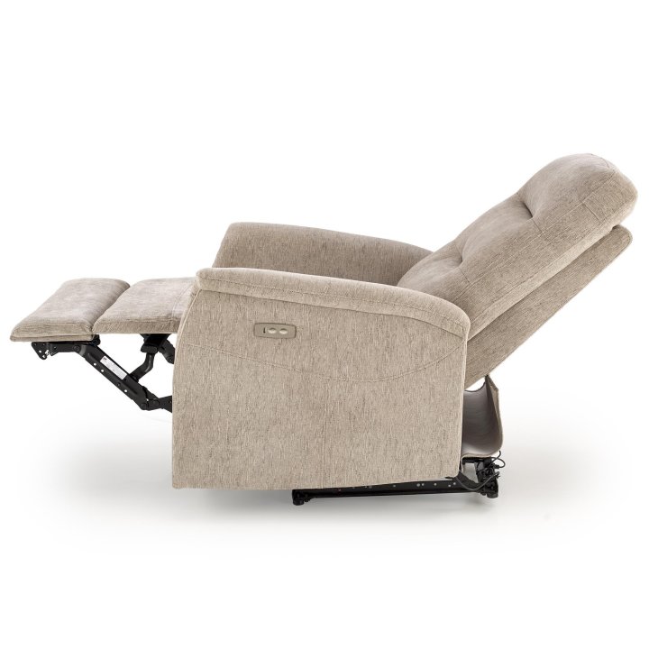 Fotel do salonu, rozkładany, funkcja relax, miękka tkanina kolor beżowy