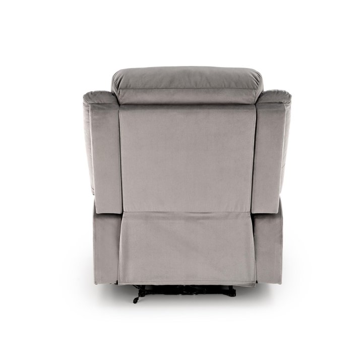 Fotel do salonu kolor popielaty z trzema poduszkami z funkcją elektrycznego rozkładania, funkcja relax