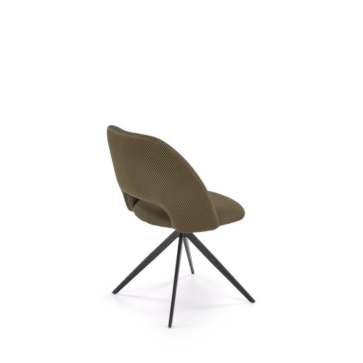 Zielone krzesło obrotowe do salonu 180° z metalową podstawą - nowoczesny design