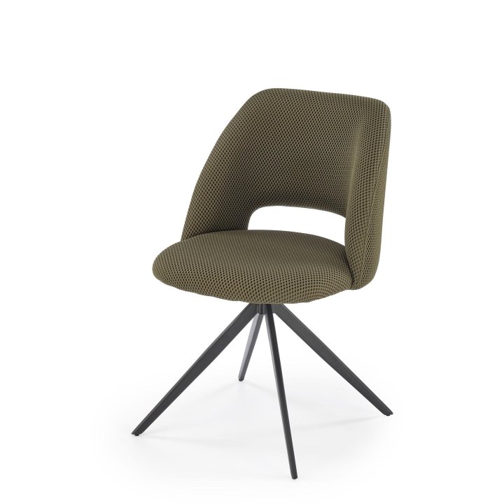 Zielone krzesło obrotowe do salonu 180&#176; z metalową podstawą - nowoczesny design