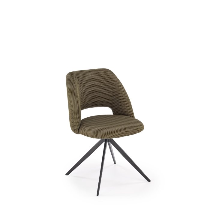 Zielone krzesło obrotowe do salonu 180° z metalową podstawą - nowoczesny design