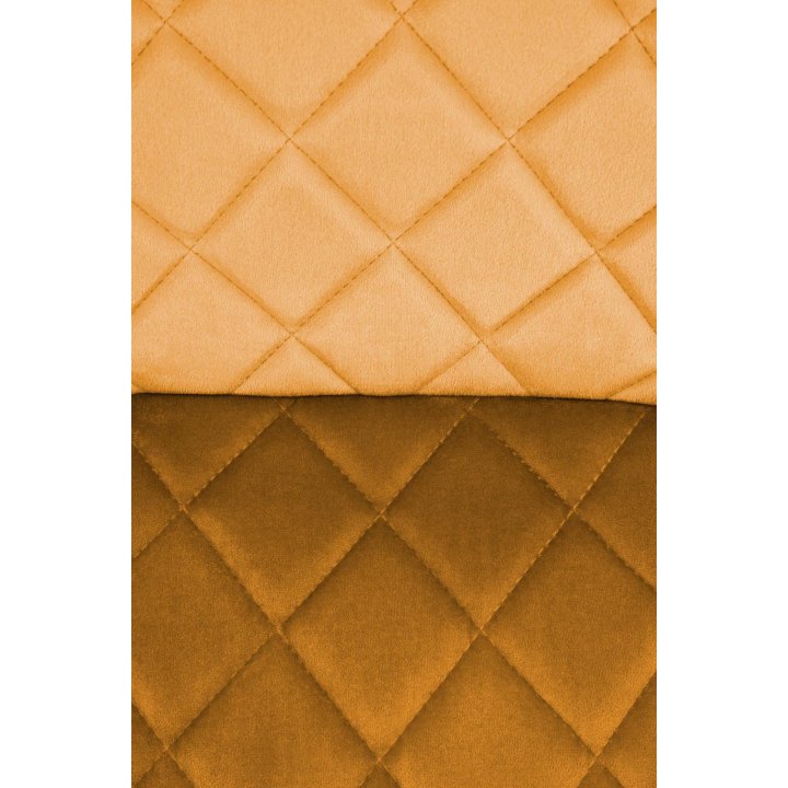 Musztardowe tapicerowane krzesło do jadalni z czarnymi nogami