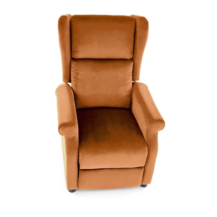 Fotel do salonu klasyczny, rozkładany, funkcja relax, cynamonowy, tkanina velvet