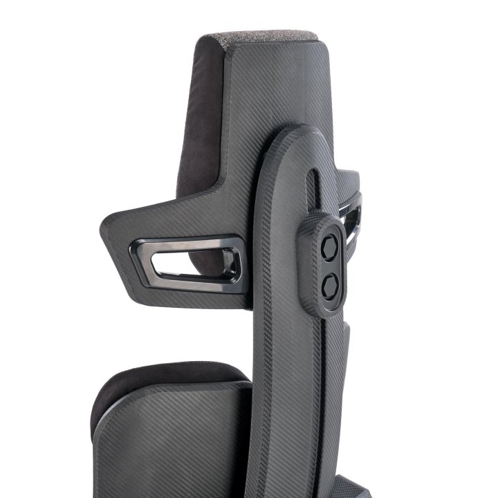 Futurystyczny Fotel dla gracza, popielata tkanina z czarnymi wstawkami, regulowane podłokietniki