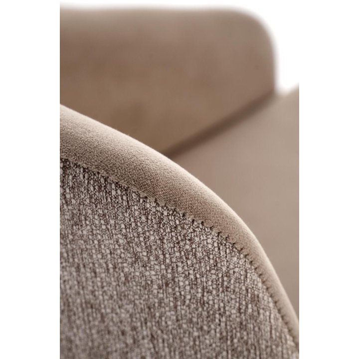 Beżowe obrotowe krzesło do jadalni tapicerowane - 180° obrót - z drewnianymi nogami