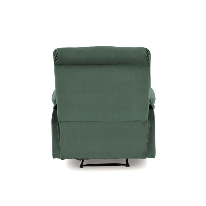 Rozkładany Fotel do salonu w ciemnozielonej miękkiej tkaninie typu velvet, funkcja relax