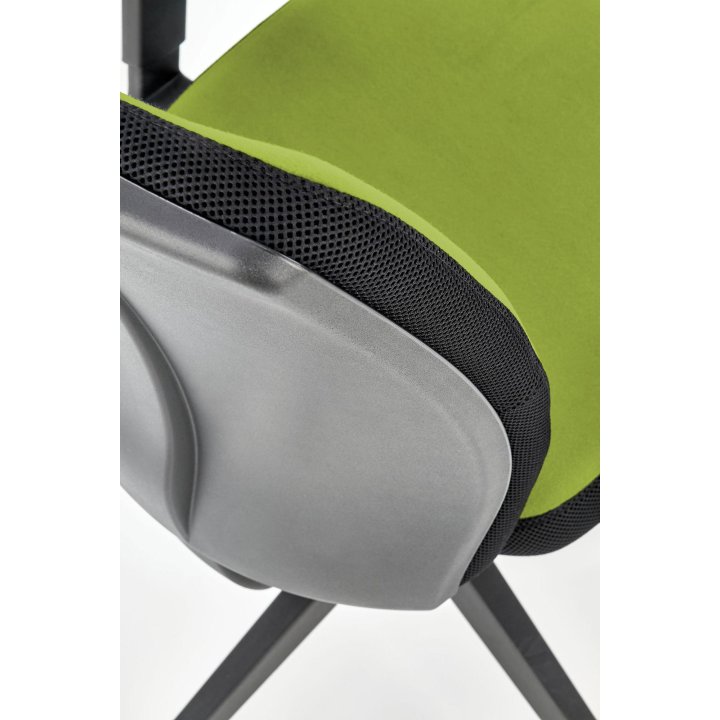 Fotel do biurka obrotowy, kolor zielony z czarnym, wysuwane siedzisko i regulowane podłokietniki