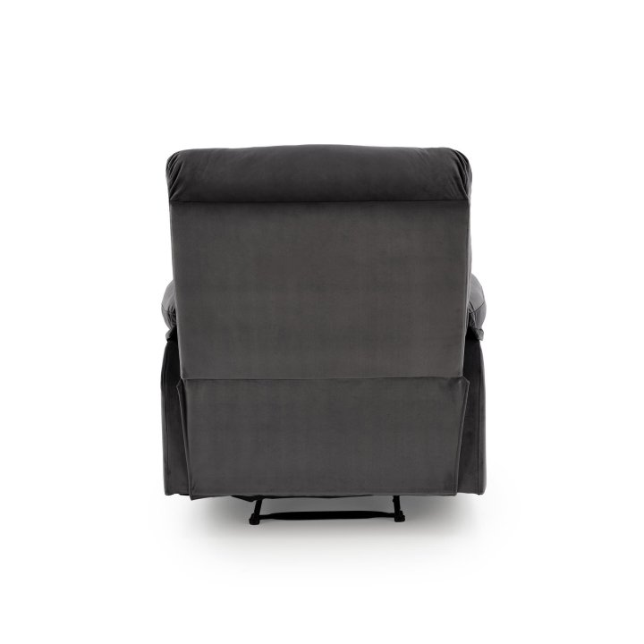 Rozkładany Fotel do salonu w czarnej miękkiej tkaninie typu velvet, funkcja relax