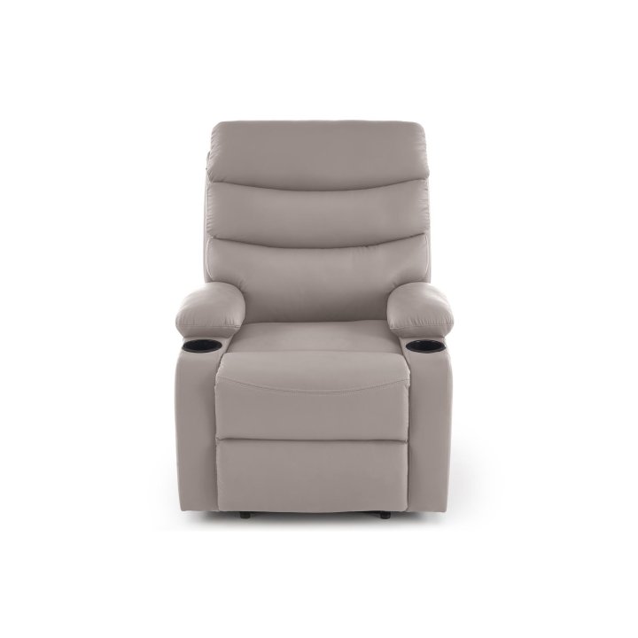 Fotel do salonu klasyczny, funkcja relax i funkcja schowka, kolor beżowy, eko skóra