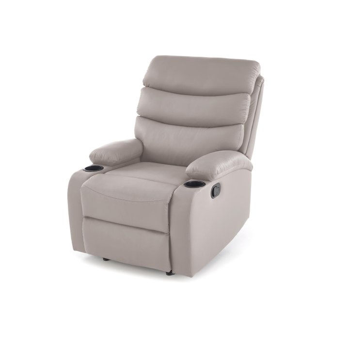 Fotel do salonu klasyczny, funkcja relax i funkcja schowka, kolor beżowy, eko skóra
