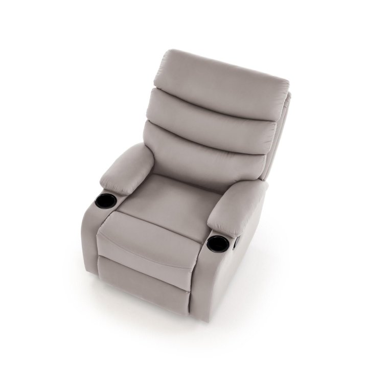 Fotel do salonu klasyczny, funkcja relax i funkcja schowka, kolor beżowy, eko skóra