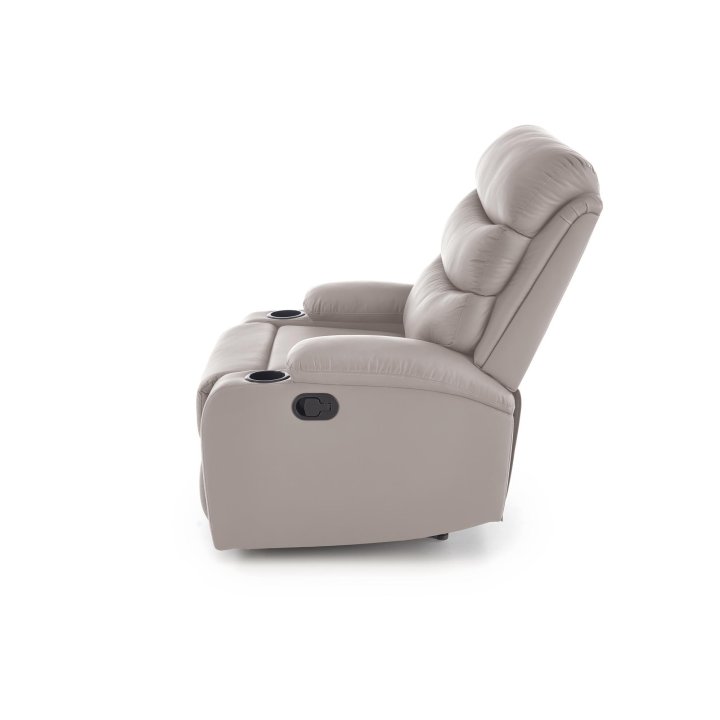 Fotel do salonu klasyczny, funkcja relax i funkcja schowka, kolor beżowy, eko skóra