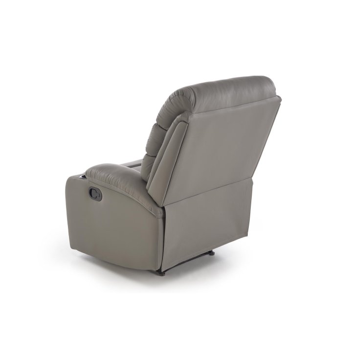 Fotel do salonu klasyczny, funkcja relax i funkcja schowka, kolor popielaty, eko skóra