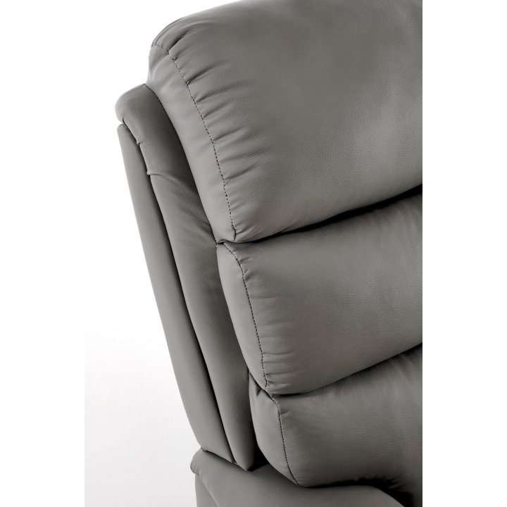Fotel do salonu klasyczny, funkcja relax i funkcja schowka, kolor popielaty, eko skóra
