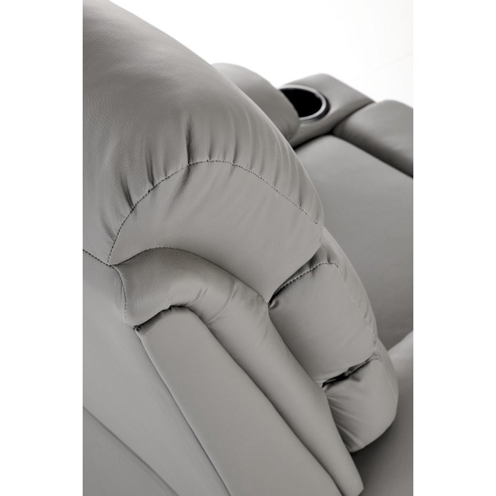 Fotel do salonu klasyczny, funkcja relax i funkcja schowka, kolor popielaty, eko skóra
