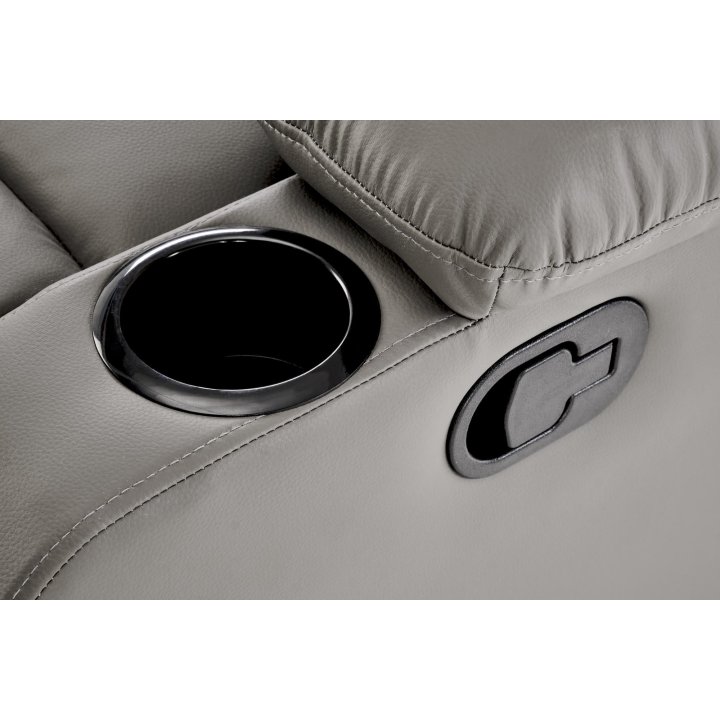 Fotel do salonu klasyczny, funkcja relax i funkcja schowka, kolor popielaty, eko skóra