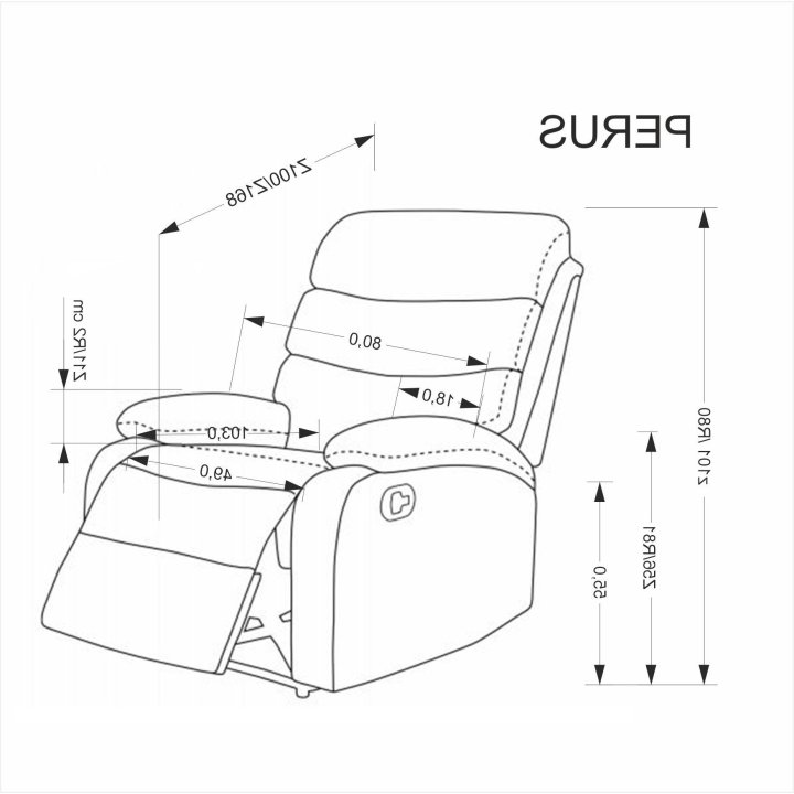 Fotel do salonu klasyczny, funkcja relax i funkcja schowka, kolor popielaty, eko skóra