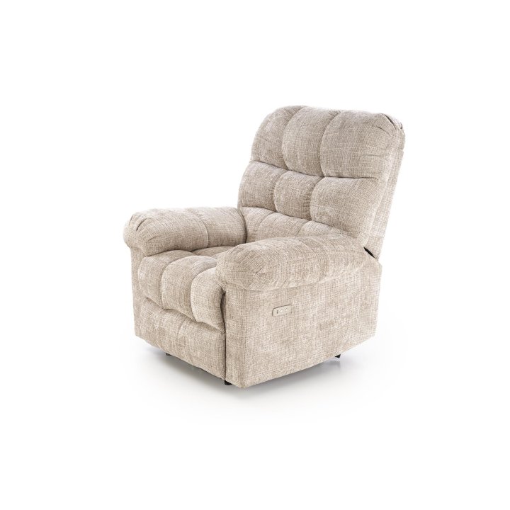 Duży miękki Fotel do salonu, klasyczny, funkcja relax, w kolorze beżowym