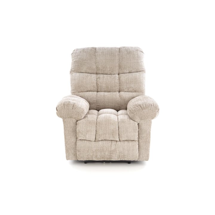 Duży miękki Fotel do salonu, klasyczny, funkcja relax, w kolorze beżowym