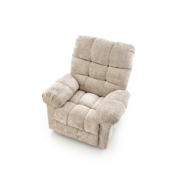 Duży miękki Fotel do salonu, klasyczny, funkcja relax, w kolorze beżowym