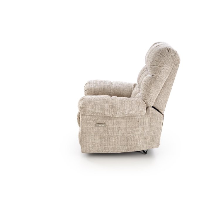 Duży miękki Fotel do salonu, klasyczny, funkcja relax, w kolorze beżowym