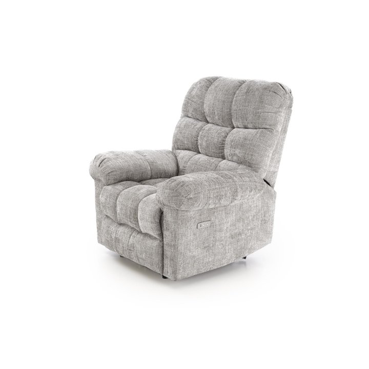 Duży miękki Fotel do salonu, klasyczny, funkcja relax, w kolorze popielatym