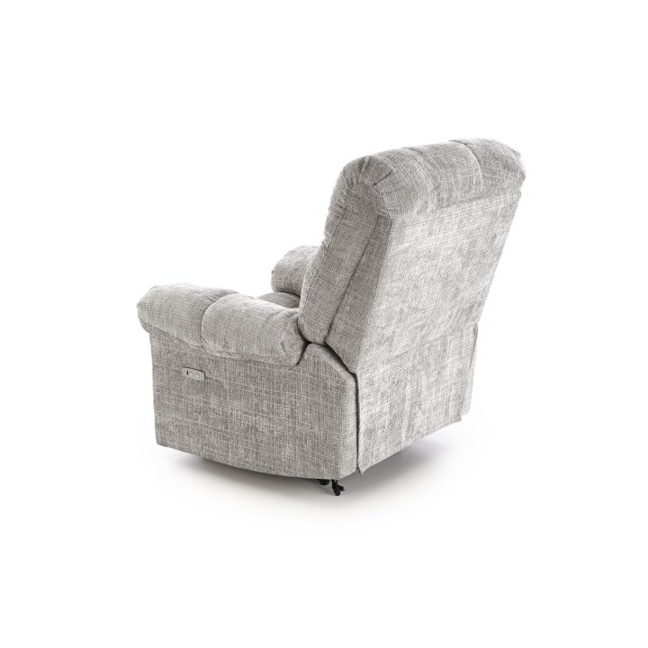 Duży miękki Fotel do salonu, klasyczny, funkcja relax, w kolorze popielatym