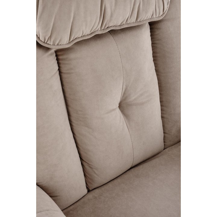 Fotel do salonu, rozkładany, funkcja relax i pionizacji kolor beżowy z miękkimi podłokietnikami, tkanina MAVEL, tkanina velvet