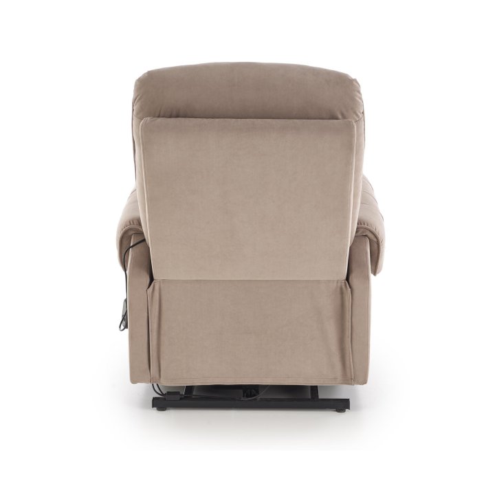 Fotel do salonu, rozkładany, funkcja relax i pionizacji kolor beżowy z miękkimi podłokietnikami, tkanina MAVEL, tkanina velvet