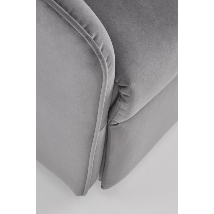 Fotel do salonu, klasyczny, kolor popielaty, rozkładany, tkanina velvet, funkcja relax i pionizacji