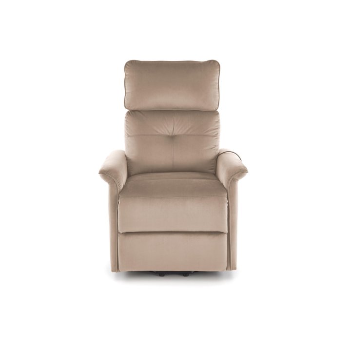 Fotel do salonu z funkcją masażu i pionizacji, kolor beżowy, tkanina velvet