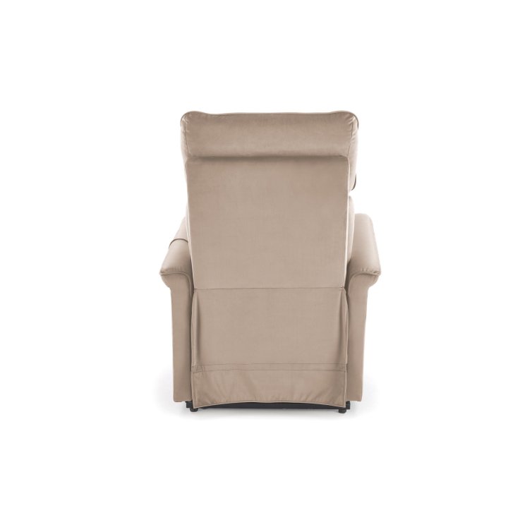 Fotel do salonu z funkcją masażu i pionizacji, kolor beżowy, tkanina velvet