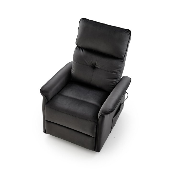 Fotel do salonu z funkcją masażu i pionizacji, kolor czarny, tkanina velvet