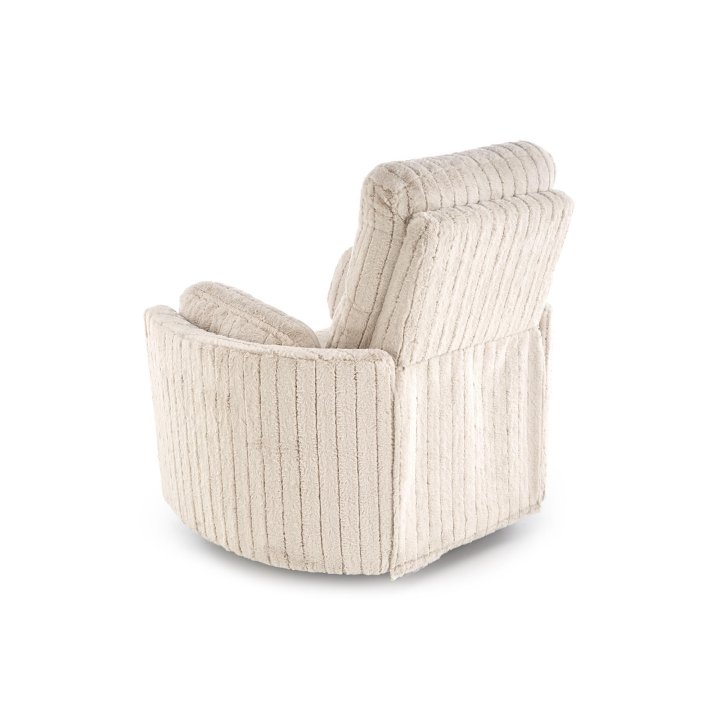 Fotel do salonu rozkładany kolor beżowy, szeroki, oparcie i siedzisko z przeszyciami, funkcja relax