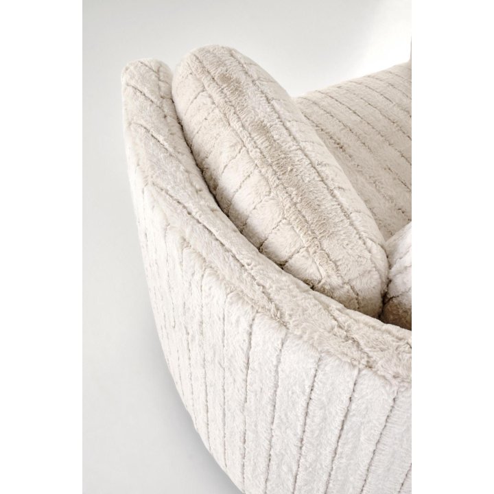 Fotel do salonu rozkładany kolor beżowy, szeroki, oparcie i siedzisko z przeszyciami, funkcja relax