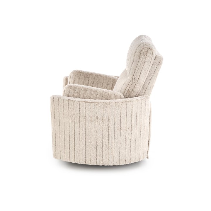 Fotel do salonu rozkładany kolor beżowy, szeroki, oparcie i siedzisko z przeszyciami, funkcja relax