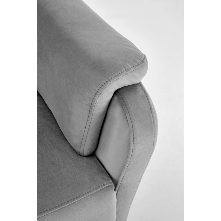 Fotel do salonu w kolorze popielatym z funkcją elektrycznego rozkładania, funkcja relax, tkanina velvet BLUVEL