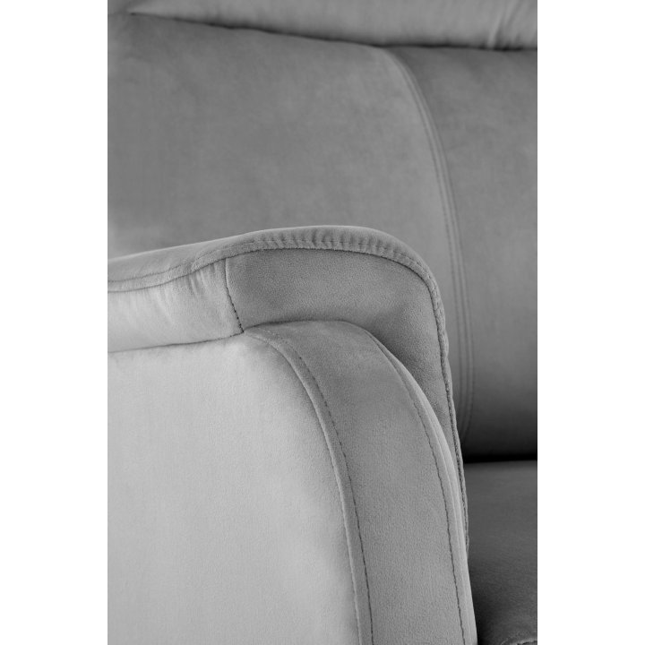 Fotel do salonu w kolorze popielatym z funkcją elektrycznego rozkładania, funkcja relax, tkanina velvet BLUVEL