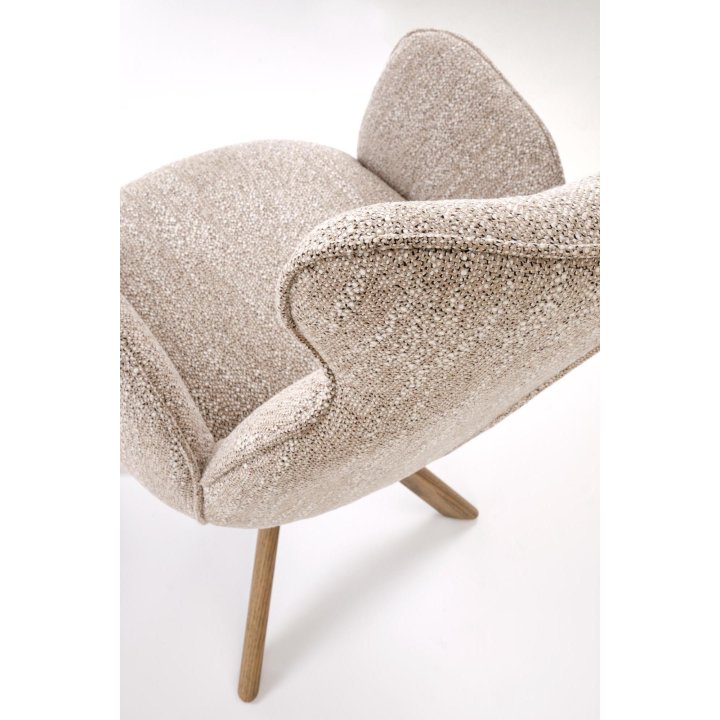 Krzesło do salonu z obrotowym siedziskiem, podłokietnikami i nogami z drewna dębowego