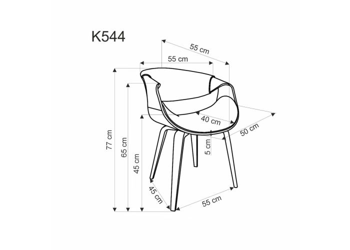 Krzesło do salonu z orzechową drewnianą ramą i ciemnoszarym siedziskiem - nowoczesny design