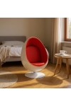 Fotel obrotowy Ovalia Chair D2.DESIGN wełniany biało-czerwony nowoczesny - D2 DESIGN