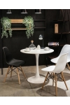 Stół okrągły Simplet Skinny White MDF metal biały 90 cm na 1 nodze