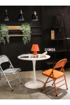 Stół okrągły Simplet Skinny White MDF metal biały 90 cm na 1 nodze
