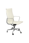 Fotel biurowy CH1191T biała skóra/chrom - D2 DESIGN