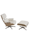 Fotel Vip z podnóżkiem biały/natural oak /srebrna baza - D2 DESIGN