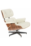 Fotel Vip z podnóżkiem biały/rosewood/ srebrna baza - D2 DESIGN