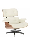 Fotel Vip z podnóżkiem biały/rosewood/ srebrna baza - D2 DESIGN