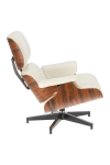 Fotel Vip z podnóżkiem biały/rosewood/ srebrna baza - D2 DESIGN