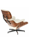 Fotel Vip z podnóżkiem biały/rosewood/ srebrna baza - D2 DESIGN