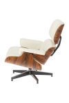 Fotel Vip z podnóżkiem biały/rosewood/ srebrna baza - D2 DESIGN